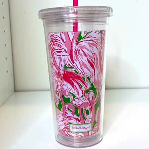 Lilly Pulitzer drink tumbler with straw Swans